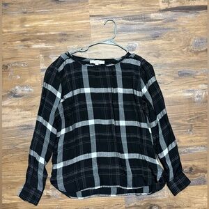 Loft Long Sleeved Plaid Black and White Shirt - Size S